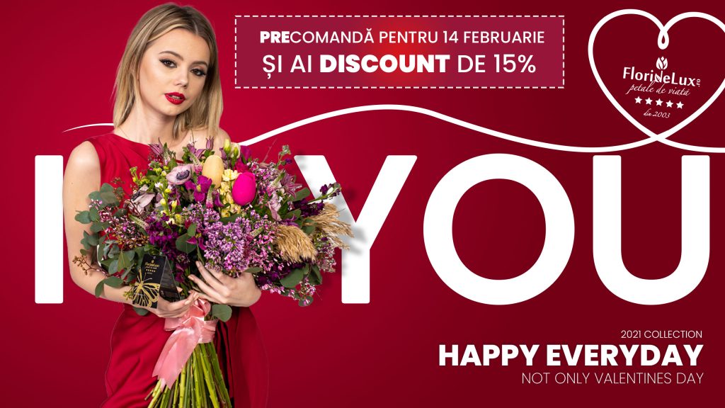Precomandă pentru 14 Februarie și ai discount de 15% pentru florile preferate ale iubitei tale!